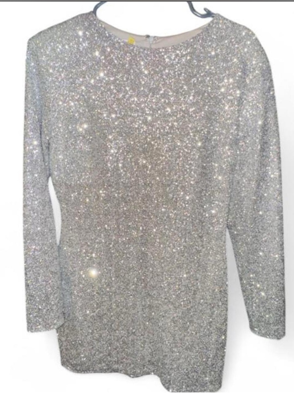 House of CB Silver Sequin Long Sleeve Mini Dress